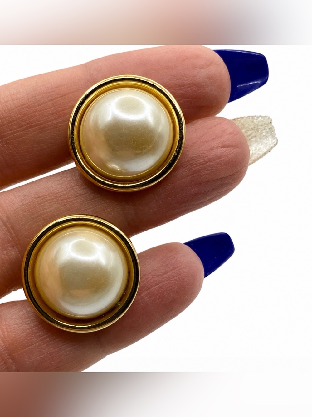 Napier Faux Pearl Hinged Screw Back Earrings Vintage